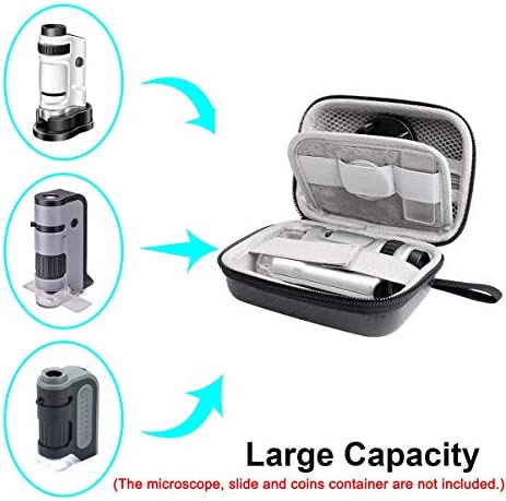 Hard Case for Carson MicroBrite Plus Pocket Microscope (MM-300 or MM-300MU) and MicroFlip (MP-250 or MP-250MU) Travel Storage Carrying Include Carabiner and Strap by Jiusion